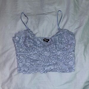 Express blue lace crop tank